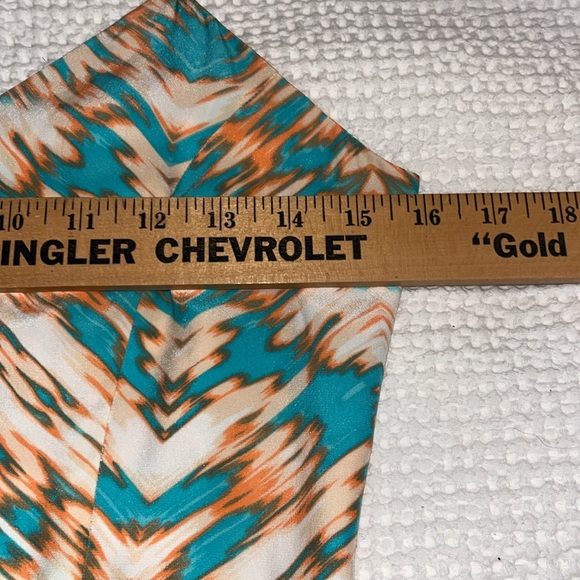 Parker Women’s 100% Silk Maxi Dress Sz XS Beautiful Aztec Tan turquoise Desert - Picture 7 of 8